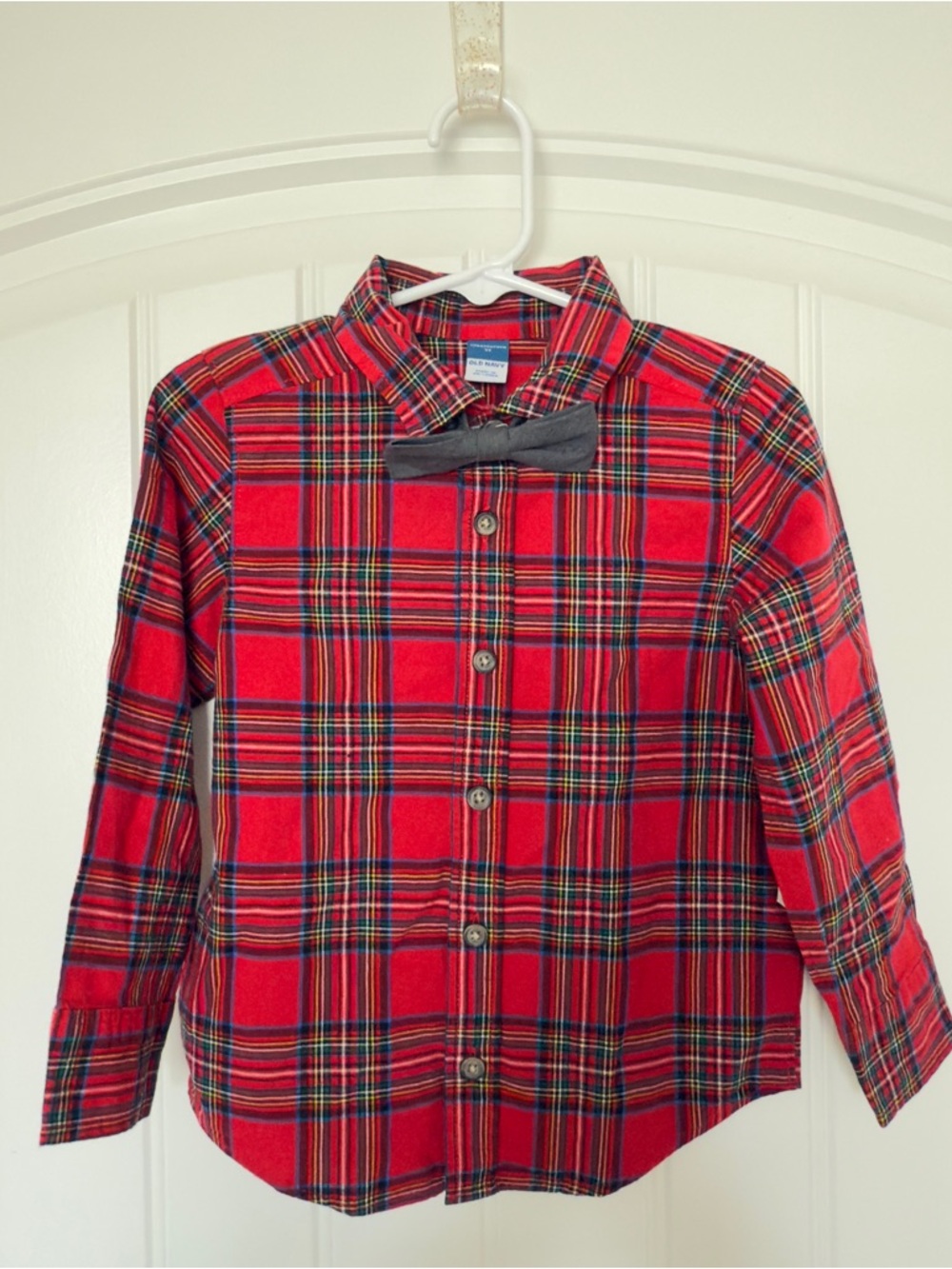 Old Navy 3T Plaid Button Down Shirt With Bow Holiday